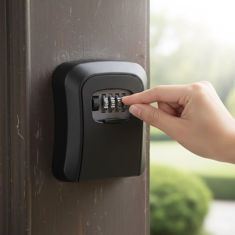 Wall Mounted Key Safe Box Waterproof Security Box Secret Combination for Outdoor Garage School 4 Digit Combination Lock Wall Mounted Key Storage Home - Image 2
