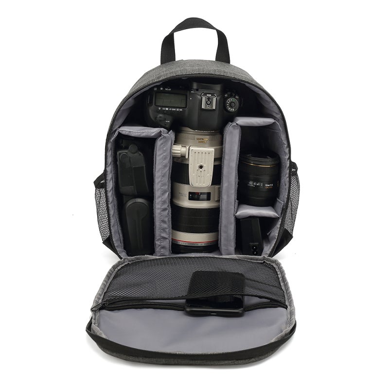 Digital Camera Backpack: Grey Waterproof Durable Camera Bag - Wide Thick Shoulder Belt Multi-functional Camera Bag for Outdoor Photography Travel - Image 5