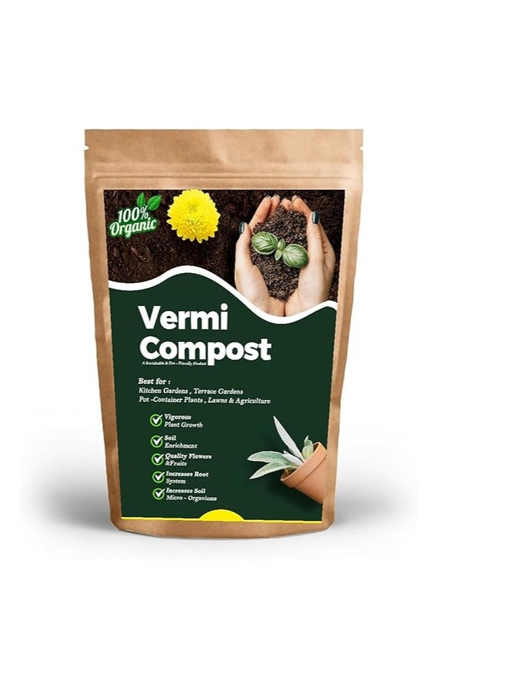 Earthworm Castings Organic Vermi Compost Fertilizer | Excellent for Houseplants Vegetables Flowers | Best Choice Of Organic Growers for outdoor and indoor plants| Agrocentre (1 Kg)