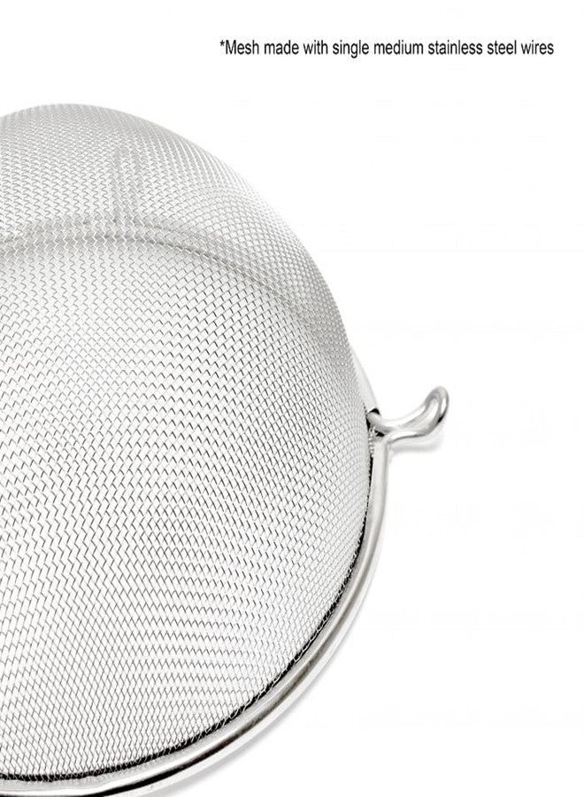 TrueCraftware- 6-Inch Single Medium Mesh Strainer Stainless Steel 6-1/2" Handle Length Wooden Handle- Kitchen Utensil Food Strainer Skimmer Spoon for Cooking Sieve Sifters Pasta Fruits Vegetable - Image 4