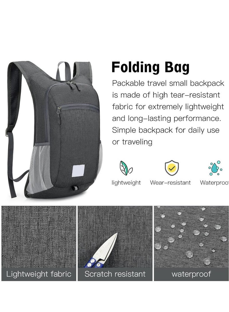 Excefore Foldable Backpack, 15L Lightweight Packable Hiking Backpack, Outdoor Camping Sports Knapsack for Men Women Kids Backpack for Gym, Dark Gray - Image 4