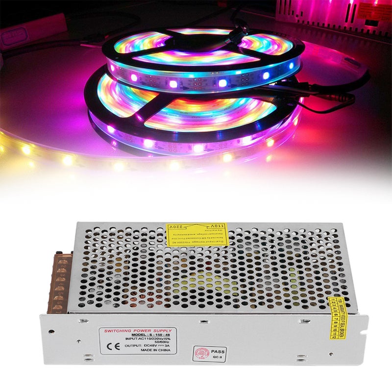 محول محرك مصدر الطاقة المُقلب من سبائك الألومنيوم شاشة LED شريط ضوء مطباعة ثلاثية الأبعاد S-150-48 (48 فولت / 3 أمبير / 150 واط) 110/220 فولت متناول تيار متردد ± 15% - Image 3