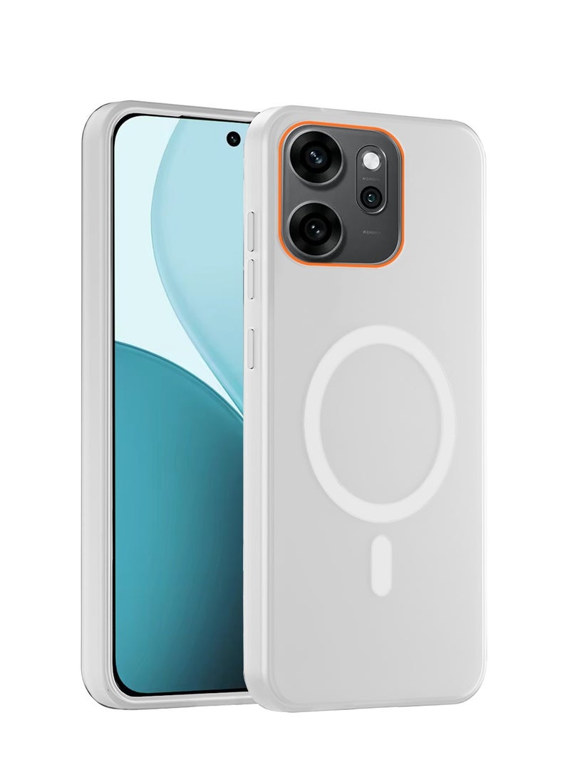 Wtech Oppo Reno14 F 5G 2025 Hybrid Translucent Magsafe with Magnetic Charging Raised Camera Lips Elegant Look Case Cover (MCMPMN) - White - Image 1