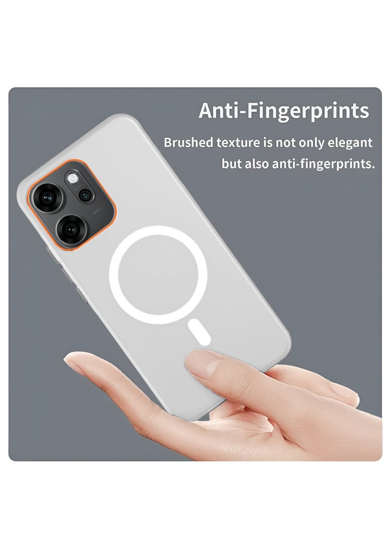 Wtech Oppo Reno14 F 5G 2025 Hybrid Translucent Magsafe with Magnetic Charging Raised Camera Lips Elegant Look Case Cover (MCMPMN) - White - Image 4