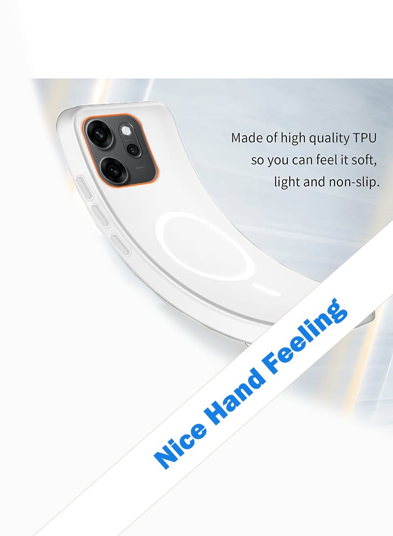 Wtech Oppo Reno14 F 5G 2025 Hybrid Translucent Magsafe with Magnetic Charging Raised Camera Lips Elegant Look Case Cover (MCMPMN) - White - Image 3