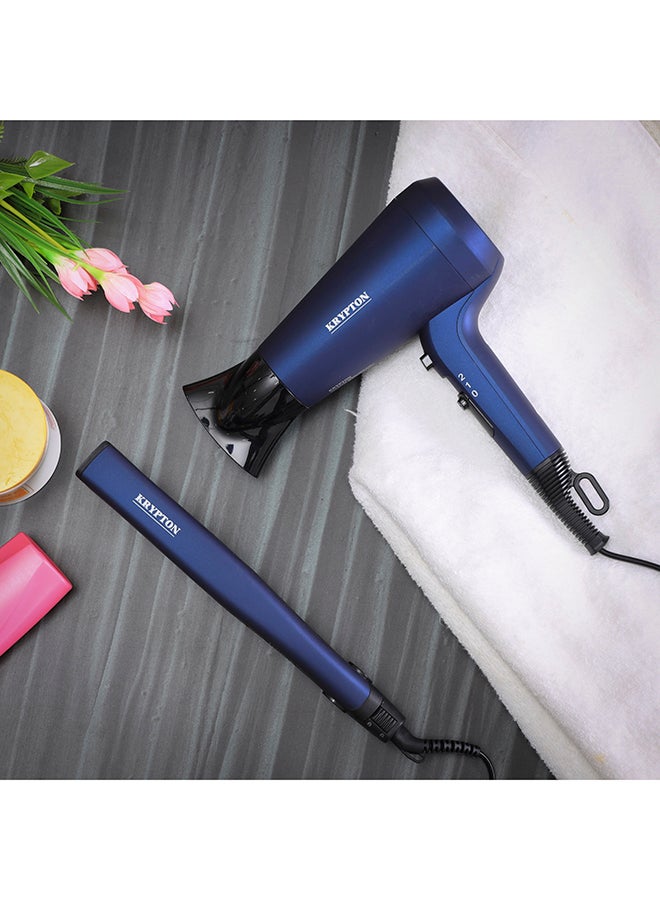 KRYPTON Portable 2 In 1 Hair Dryer & Straightener Blue - Image 3