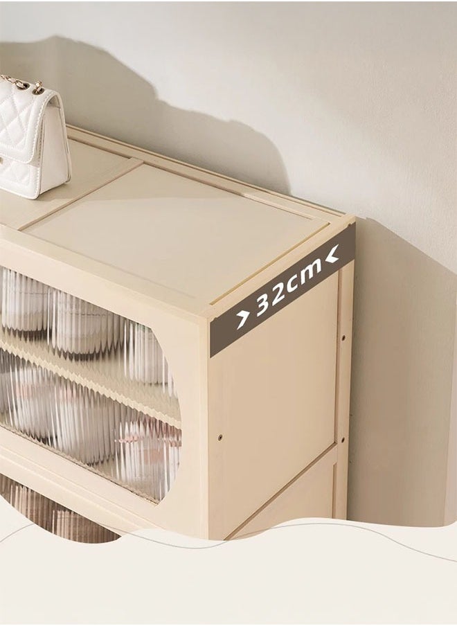 Minimalist Multi-Layer Shoe Storage Cabinet with Transparent Sliding Doors (3 Door 7 Floor)