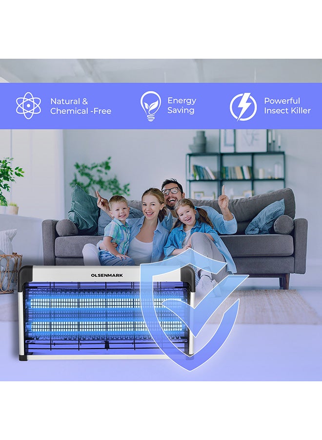 Olsenmark Electric Insect Killer- Automatic Pest and Fly Killing Machine, Energy Saving- Natural and Chemical Free, Advanced Technology with Low Power Consumption 30 W OMBK1512 White/Light Blue - Image 5