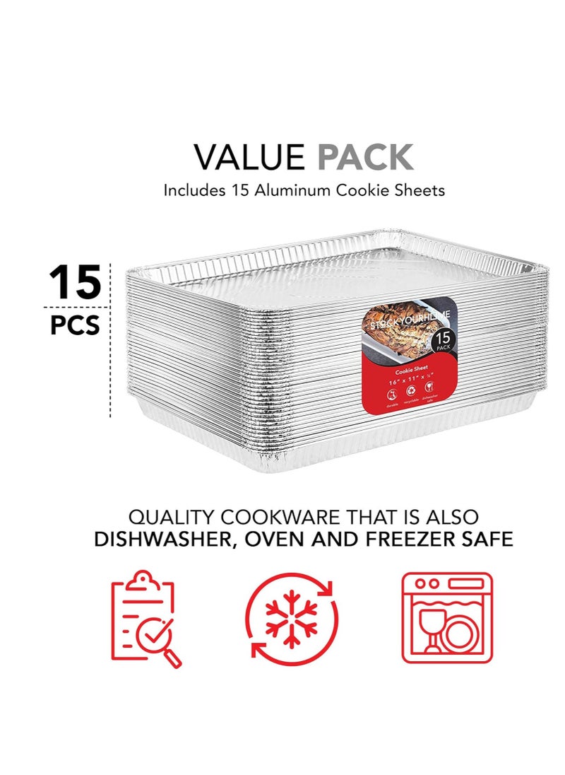 Stock Your Home Aluminum Pans Cookie Sheet Baking Pans (15 Pack) Disposable Aluminum Foil Trays - Reusable and Durable Nonstick Baking Sheets – Disposable Cookie Sheet Foil Pans - 16 Inch x 11 Inch - pzsku/Z2E4D5A1838406AFF49E8Z/45/_/1736667477/e6fd0a8e-9d29-4abb-9956-e68997527721