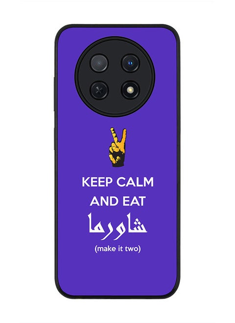 Rugged Black edge case for Huawei Nova Y91 4G  Huawei Enjoy 60X, Slim fit Soft Case Flexible Rubber Edges Anti Drop TPU Gel Thin Cover -  Keep Calm And Eat Shawarma (Blue)
