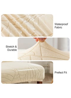 XiuWoo 6 PCS Waterproof Chair Covers for Dining Room, Stretch Jacquard Dining Chair Slipcovers, Removable Washable Chair Protector for Kitchen, Hotel, Restaurant,Beige  - Image 2