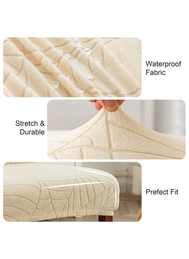 XiuWoo 6 PCS Waterproof Chair Covers for Dining Room, Stretch Jacquard Dining Chair Slipcovers, Removable Washable Chair Protector for Kitchen, Hotel, Restaurant,Beige  - Image 2