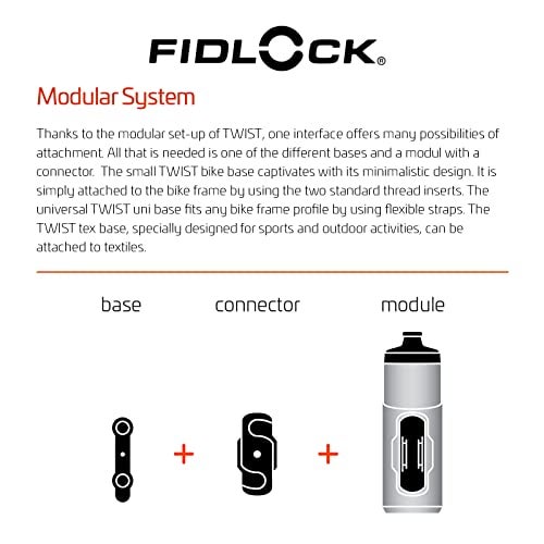 FIDLOCK Twist Bottle 590ml/20oz + Base Systems | New Leak-Proof, Self-Sealing Bottle Cap | Bike Water Bottle Holder with No Screws & Attached Bottle | Cage Free Magnetic Rack | Smoke - Image 5
