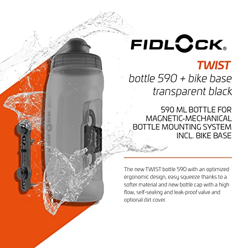 FIDLOCK Twist Bottle 590ml/20oz + Base Systems | New Leak-Proof, Self-Sealing Bottle Cap | Bike Water Bottle Holder with No Screws & Attached Bottle | Cage Free Magnetic Rack | Smoke - Image 2