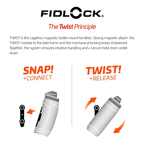 FIDLOCK Twist Bottle 590ml/20oz + Base Systems | New Leak-Proof, Self-Sealing Bottle Cap | Bike Water Bottle Holder with No Screws & Attached Bottle | Cage Free Magnetic Rack | Smoke - Image 4