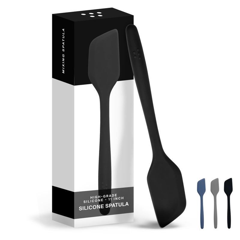 Misen Heat Resistant Silicone Spatula - Nonstick Cookware Safe  Flexible Kitchen Turner for Baking  Egg Mixing  Pancake Flipping - Large  Durable Rubber Spoonula - 11 Inch - Black - Image 2