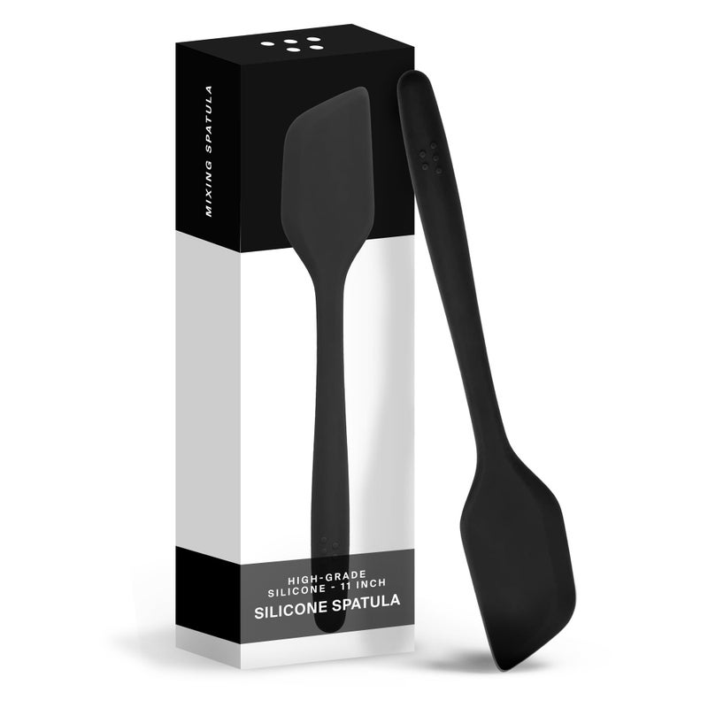 Misen Heat Resistant Silicone Spatula - Nonstick Cookware Safe  Flexible Kitchen Turner for Baking  Egg Mixing  Pancake Flipping - Large  Durable Rubber Spoonula - 11 Inch - Black - Image 1