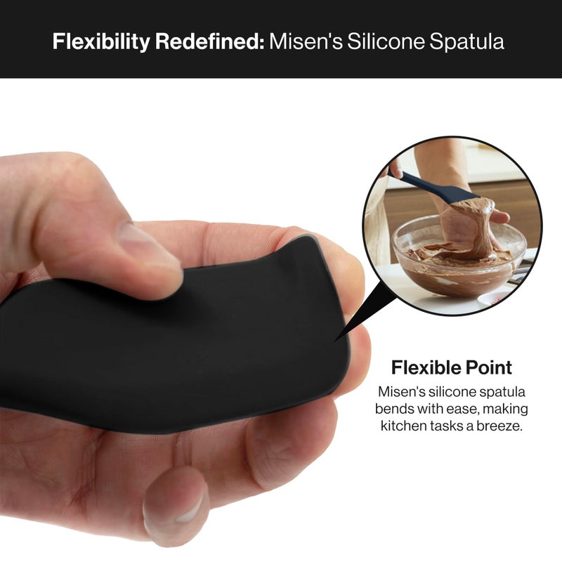 Misen Heat Resistant Silicone Spatula - Nonstick Cookware Safe  Flexible Kitchen Turner for Baking  Egg Mixing  Pancake Flipping - Large  Durable Rubber Spoonula - 11 Inch - Black - Image 4