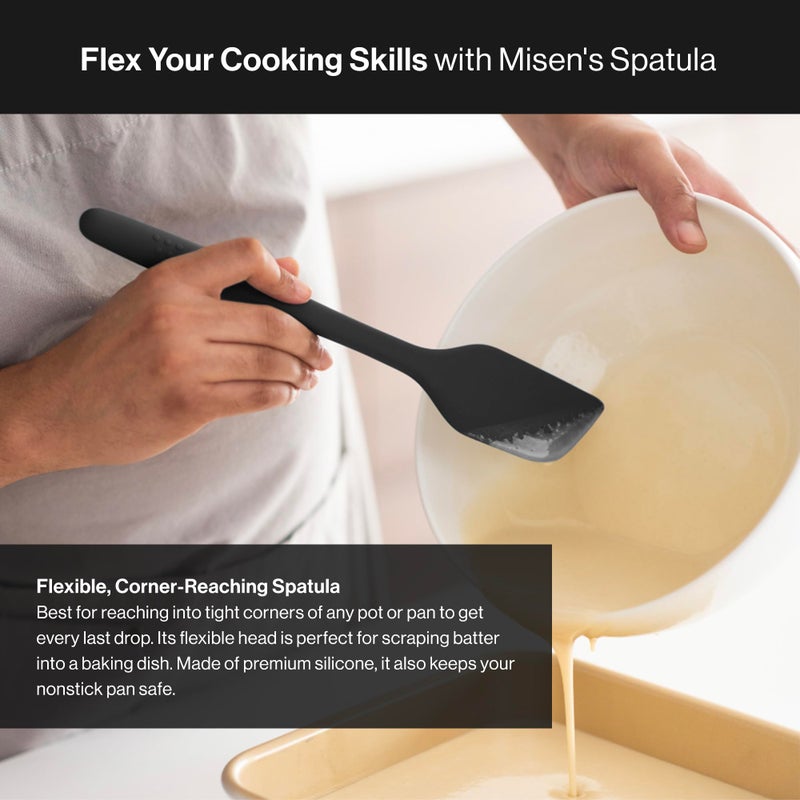 Misen Heat Resistant Silicone Spatula - Nonstick Cookware Safe  Flexible Kitchen Turner for Baking  Egg Mixing  Pancake Flipping - Large  Durable Rubber Spoonula - 11 Inch - Black - Image 5