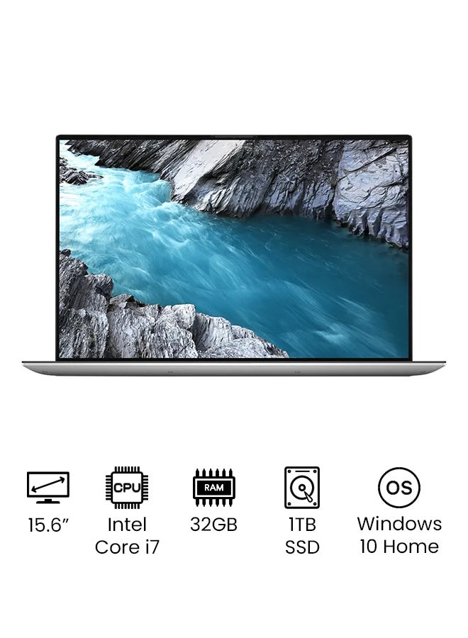 DELL XPS 15 9510 Performance Ultrabook With 15.6 Inch UHD+ Display, Intel Core i7-11800H/32 GB RAM/ 1TB SSD/ NVIDIA GeForce RTX 3050Ti 4GB Graphics/ Win 10 Home/International Version English/Arabic Silver - Image 1