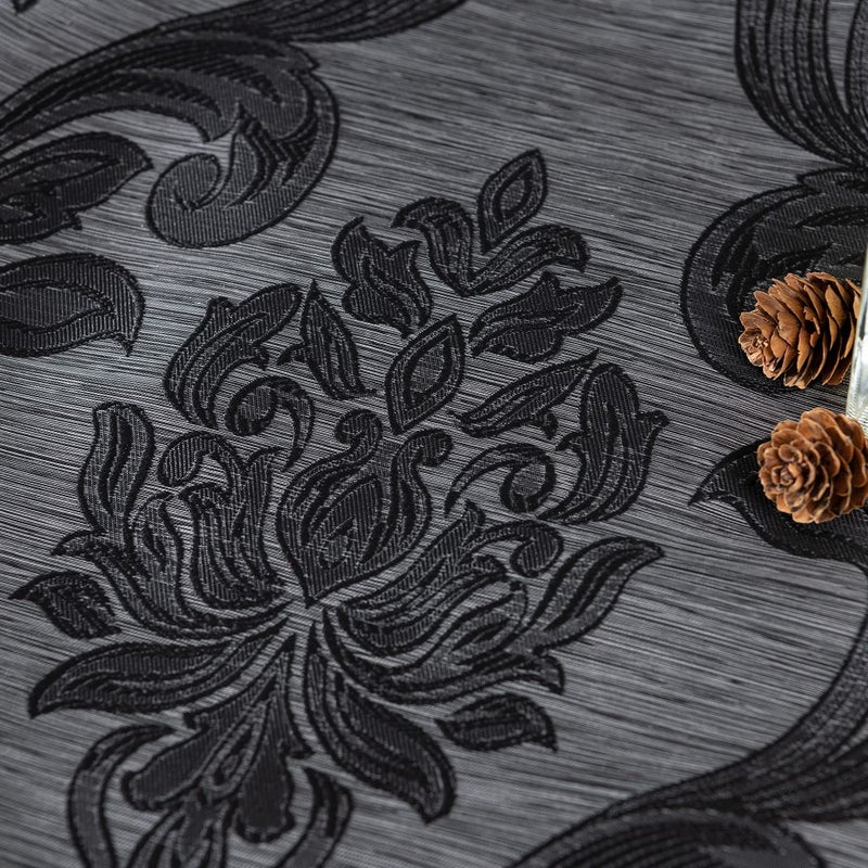 NAPEARL Black Damask Curtains for Living Room, Gothic Style Patterned Bedroom Curtain Drapes, Jacquard Curtains for Bedroom 84 Inch Length, Set of 2 Panels, Each 52 x 84 Inches - Image 5