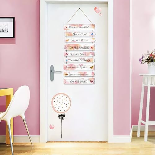 JEVUVU Butterfly Girls Room Decor, Pink Wall Decor for Baby Girl, Girl Bedroom Decor Art Signs, Trendy Stuff Decorations for Kids Nursery Bed Room Dorm Classroom Bathroom - Image 3