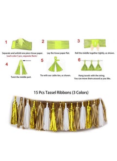 xppier White Gold Birthday Party Decoration Set, Happy Birthday Banner DIY Decoration Set  - Image 4