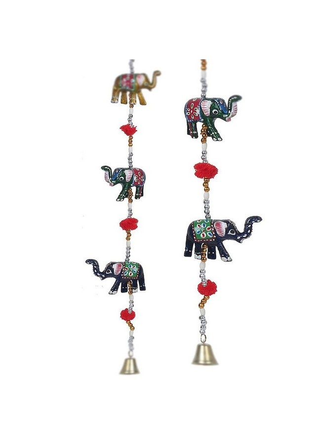 Suvasane Rajasthani Handcrafted Decorative Elephants Door Hanging Toran Latkan Garlands for Home Decoration - Set of 2 (11X6x6 Inch, Multicolor) - Image 2