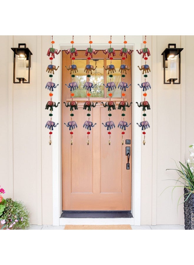 Suvasane Rajasthani Handcrafted Decorative Elephants Door Hanging Toran Latkan Garlands for Home Decoration - Set of 2 (11X6x6 Inch, Multicolor) - Image 4