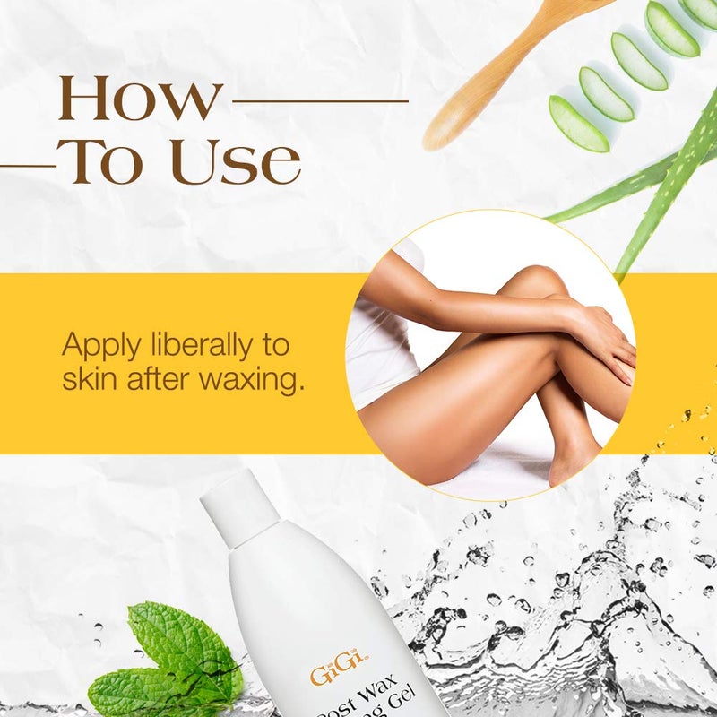 GiGi علاج ما بعد الشمع من جي جي، جل تبريد ما بعد الشمع، مرطب للبشرة، العناية بالبشرة بعد الشمع، 16 أونصة سائلة. - Image 5