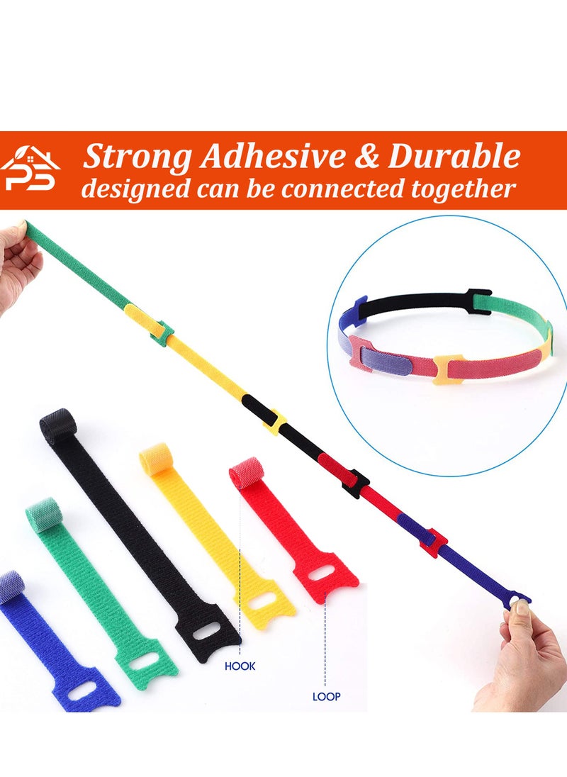 24 Pack Reusable Cable Ties Multipurpose Fastening Cord Straps Tie Adjustable Wire Management Cables Tidy Hook and Loop Tie Wire Organizer Straps Ties