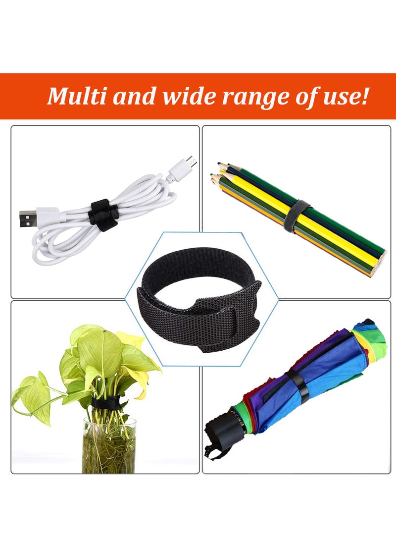 24 Pack Reusable Cable Ties Multipurpose Fastening Cord Straps Tie Adjustable Wire Management Cables Tidy Hook and Loop Tie Wire Organizer Straps Ties