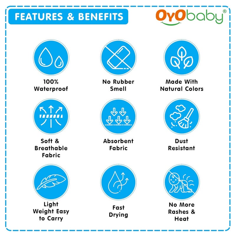 OYO BABY OYO BABY Waterproof Mattress Protector Sheet for Kids and Adults Medium 100cm x 70cm Firoza - Image 3