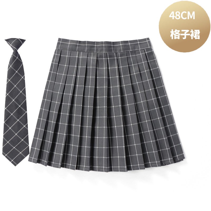 (48cm Skirt Length + Tie) Ready-Made Factory Direct Plaid Uniform School Supply Pleated Female Preppy Spring and Summer Skirt - Image 5