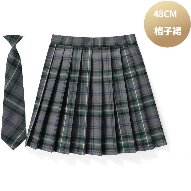 (48cm Skirt Length + Tie) Ready-Made Factory Direct Plaid Uniform School Supply Pleated Female Preppy Spring and Summer Skirt - Image 4