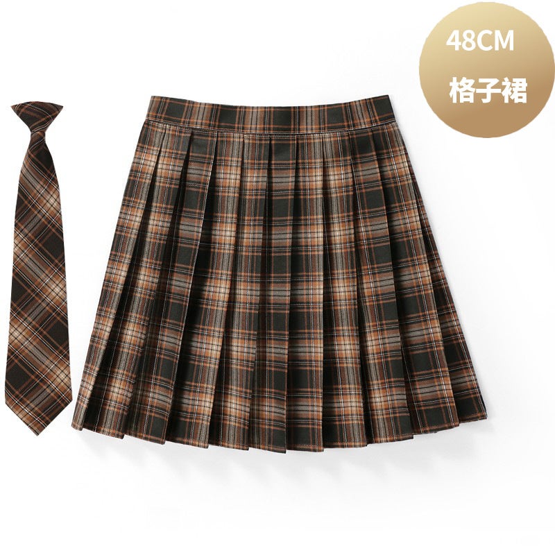 (48cm Skirt Length + Tie) Ready-Made Factory Direct Plaid Uniform School Supply Pleated Female Preppy Spring and Summer Skirt - Image 3