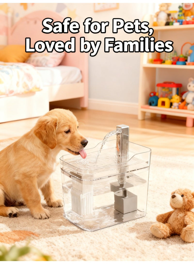 نافورة مياه ذكية للحيوانات الأليفة، سعة 1.5 لتر، لا تحتاج إلى توصيل كهربائي، استخدام 30 يومًا - Image 1