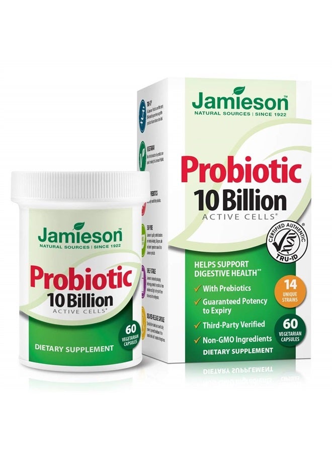 Jamieson Probiotics 10 Billion - Probiotics for Women, Probiotics for Men, Daily Probiotic Supplement for Digestion, Restore Gut Health, and Immune System Support (60 count) - Image 1
