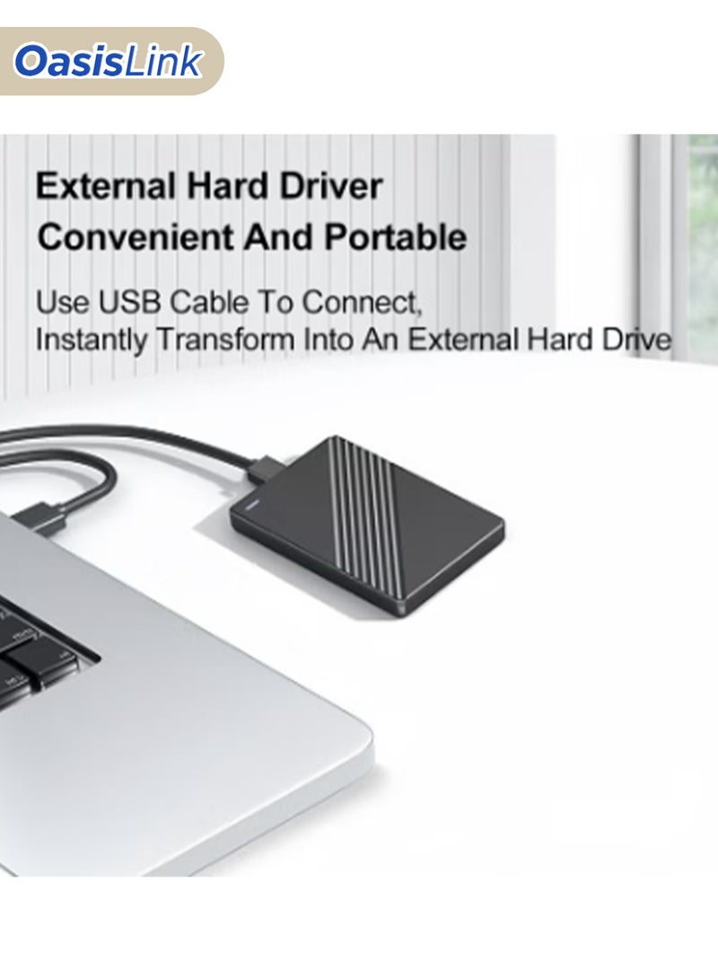 OasisLink External Hard Drive, USB 3.0 Portable SSD, Stable 5Gbps, 2T Portable External Hard Drive, 2.5 Inch Metal Hard Drive for Laptops, Black - Image 2