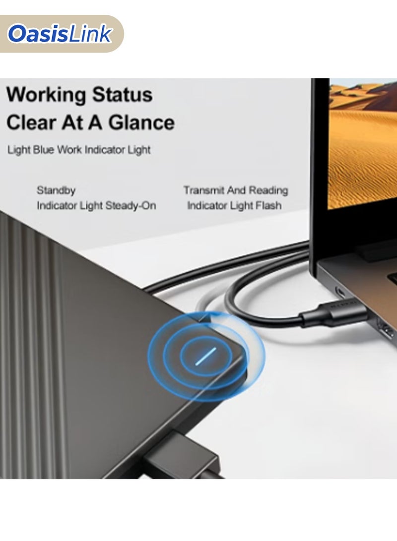 OasisLink External Hard Drive, USB 3.0 Portable SSD, Stable 5Gbps, 2T Portable External Hard Drive, 2.5 Inch Metal Hard Drive for Laptops, Black - Image 3