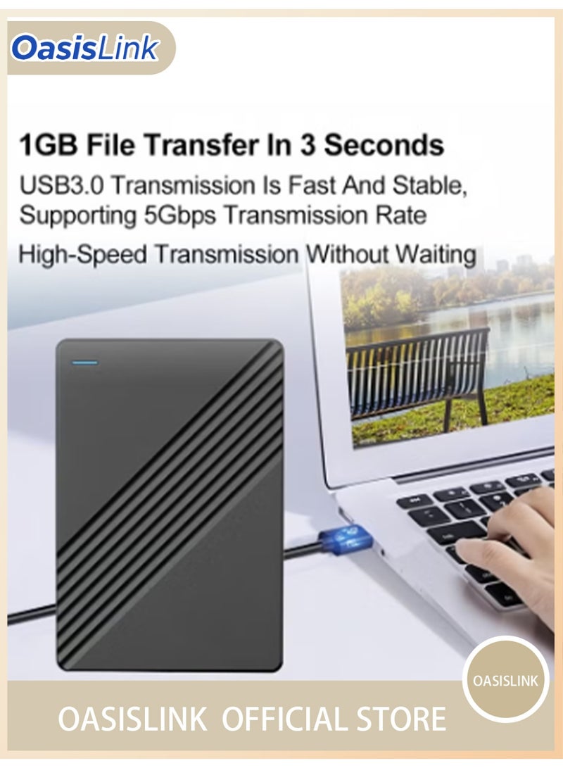 OasisLink External Hard Drive, USB 3.0 Portable SSD, Stable 5Gbps, 2T Portable External Hard Drive, 2.5 Inch Metal Hard Drive for Laptops, Black - Image 1
