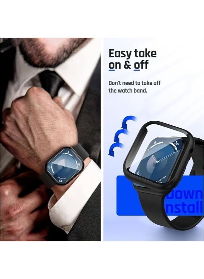 حافظة مقاومة للماء لساعة Apple Watch مقاس 42 مم، سلسلة 10، غطاء وجه من الزجاج المقوى (42 مم، أسود) - Image 5