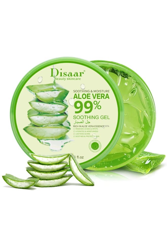 Disaar 300ml Natural Aloe Vera Gel for Face & Body, Soothing & Moisturizing 99% Aloe Vera Gel, Oil Control Deep Cleansing Brightening Skin Tone, Shrinking Pores Natural Extracts Infused Face Cream Gel - Image 1