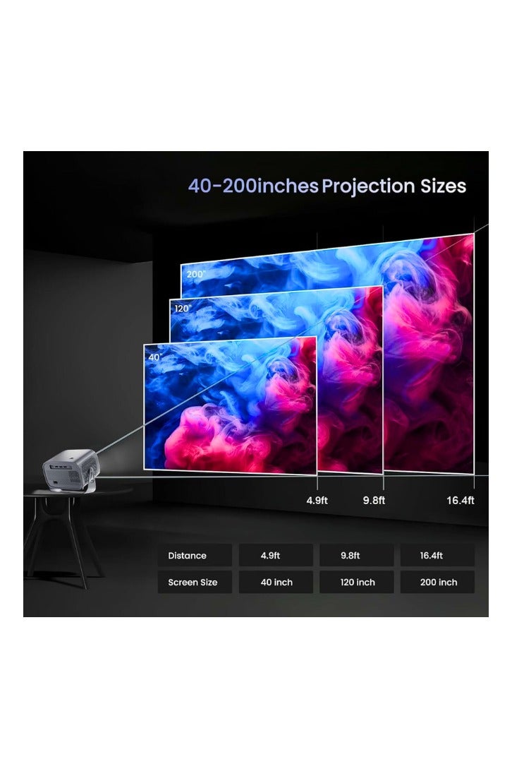 Chase Up 4K HD Portable Projector with WiFi6 ＆ Blutooth 5.0, Electric Focus/Android 13.0, 200”Display Supported,27000 lumens Smart Projector for Outdoor Moives ＆ Home Theater with Stand. - Image 2