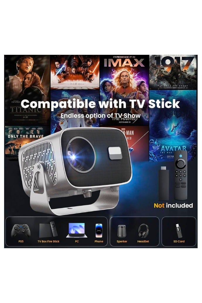 Chase Up 4K HD Portable Projector with WiFi6 ＆ Blutooth 5.0, Electric Focus/Android 13.0, 200”Display Supported,27000 lumens Smart Projector for Outdoor Moives ＆ Home Theater with Stand. - Image 3