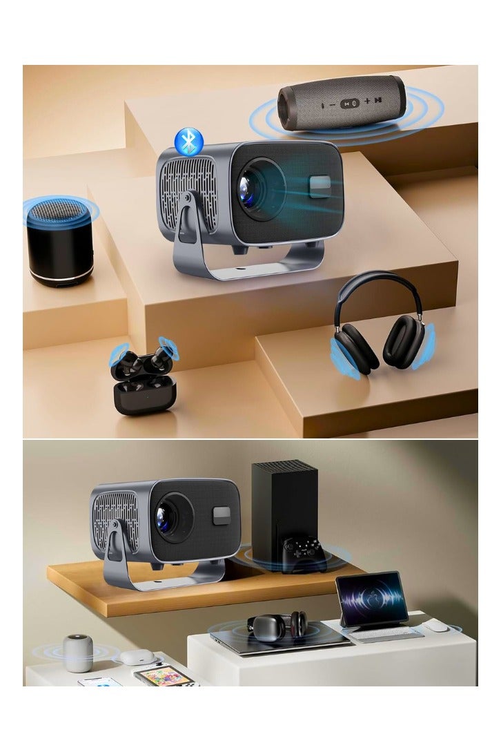 Chase Up 4K HD Portable Projector with WiFi6 ＆ Blutooth 5.0, Electric Focus/Android 13.0, 200”Display Supported,27000 lumens Smart Projector for Outdoor Moives ＆ Home Theater with Stand. - Image 4