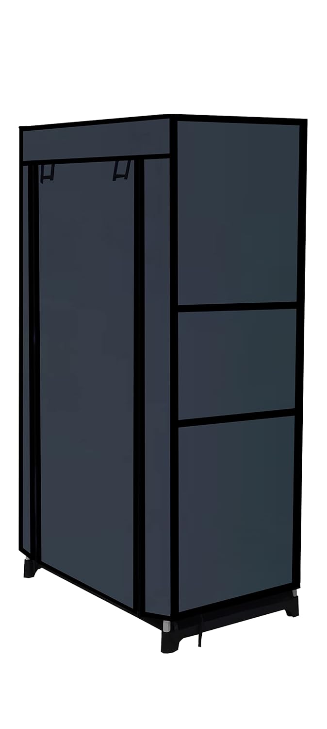 PHILOSHOP PHILOSHOP 5 Tier Collapsible Wardrobe Clothes Organizer Adjustable Racks Space Saving Foldable Stand Multipurpose Storage Shelves Lightweight Cabinet for Men Women Kids with Cover Black - Image 4