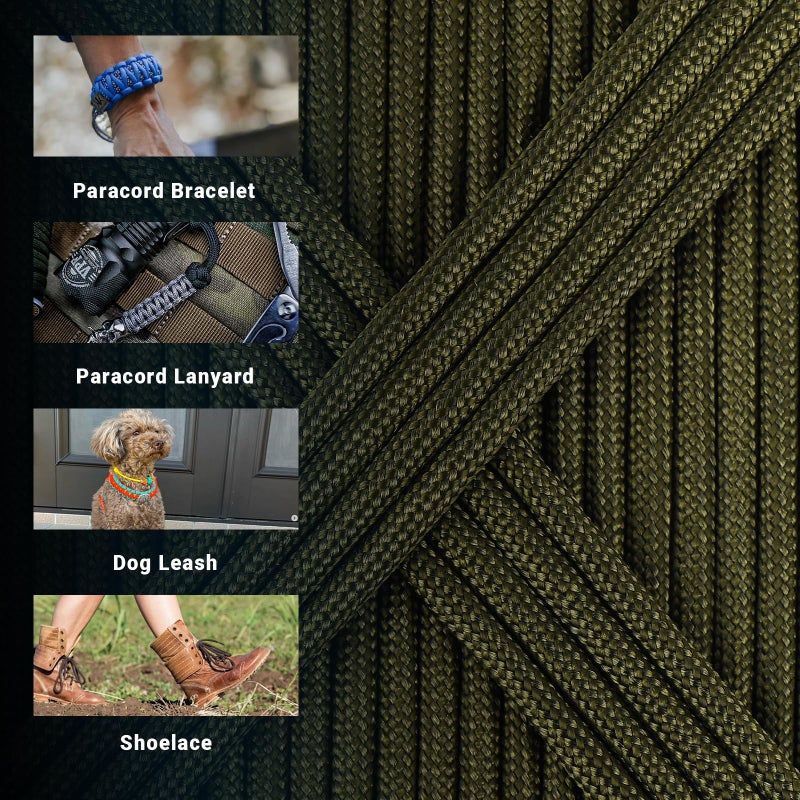 WEREWOLVES Paracord Rope, 7 Strand Type III Parachute Cord 4mm 100ft / 200ft for Crafting, DIY Projects, Survival Bracelets (Army Green, 100 ft) - Image 3