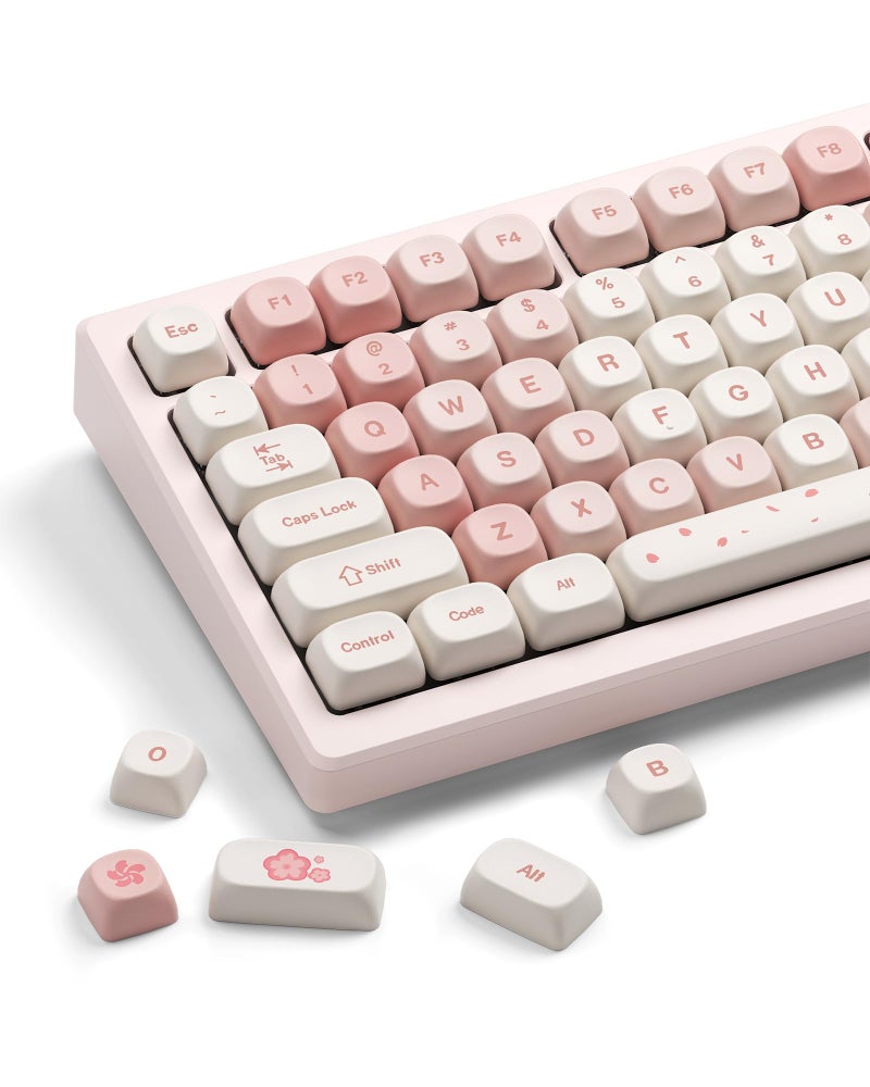 HITIME XVX Keycaps - Pink Cute PBT Keycaps, MOA Profile Key caps 60 65 75 100 Percent, Dye-Sublimation, Custom 142 Keys Set for 100%, 75%, 65%, 60% Mechanical Keyboard - Image 1