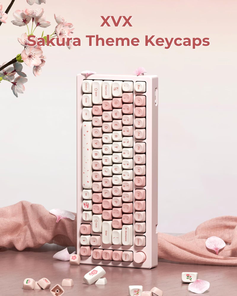 HITIME XVX Keycaps - Pink Cute PBT Keycaps, MOA Profile Key caps 60 65 75 100 Percent, Dye-Sublimation, Custom 142 Keys Set for 100%, 75%, 65%, 60% Mechanical Keyboard - Image 2